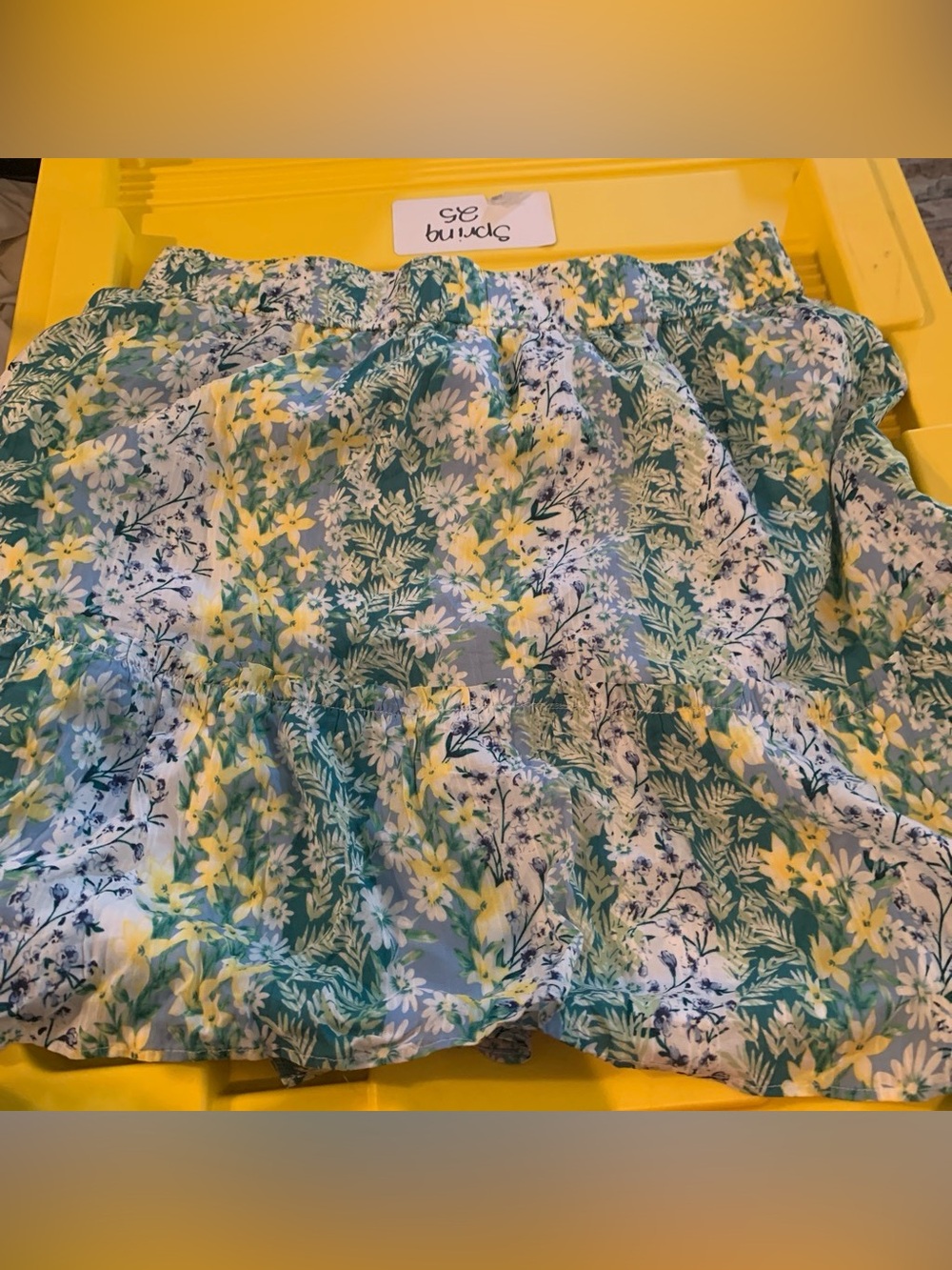 LOFT Floral Tiered Mini Skirt in Green & Yellow